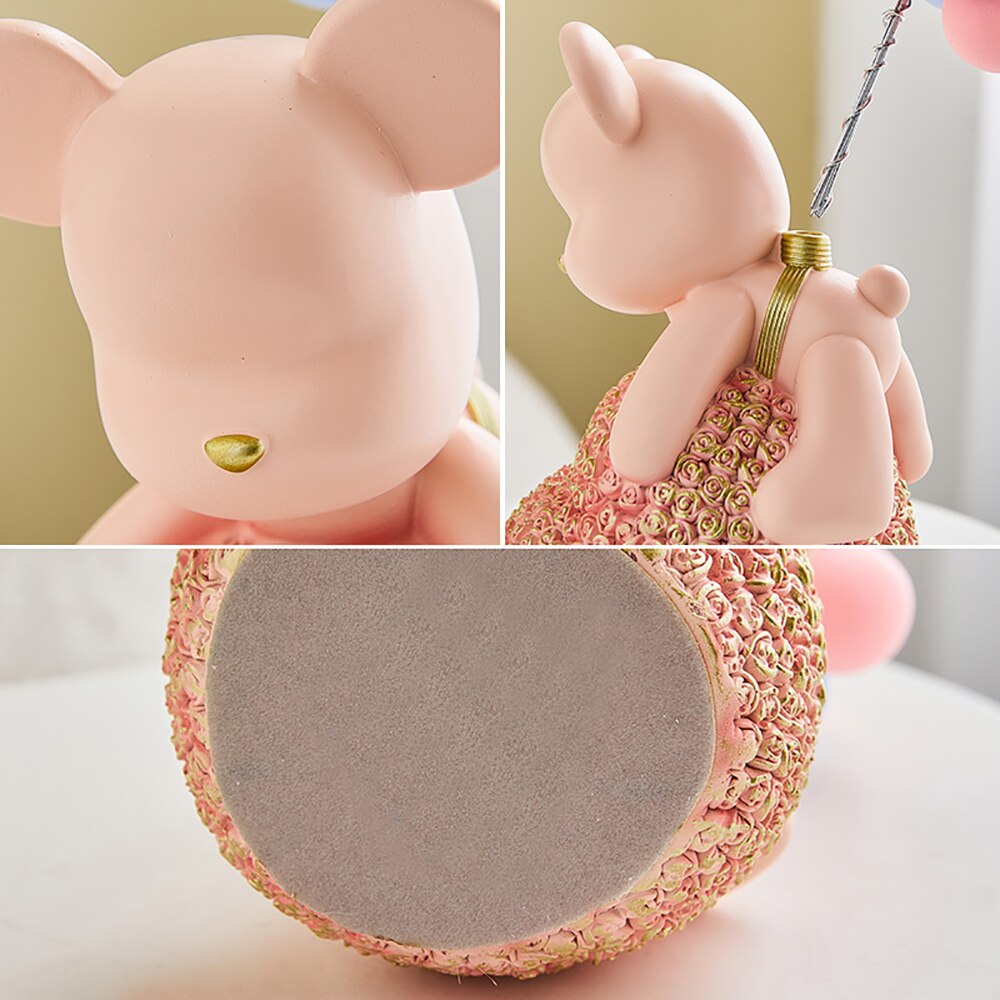 Moderne Stil Nordic Hause Kawaii Ballon Bär Figuren Harz Ornament Büro Schreibtisch Skulptur Zubehör Wohnzimmer Statue Dekor