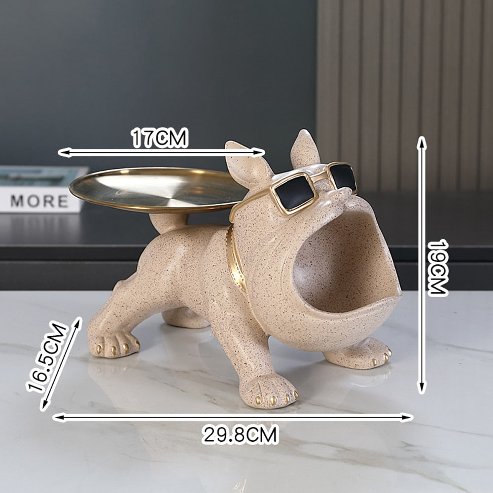 Hundestatue aus Kunstharz, Wohnzimmer-Dekoration, Hundeskulptur, Tischtablett, Ornamente, französische Bulldogge, Figur für Zuhause, Inneneinrichtung, Schreibtischdekoration