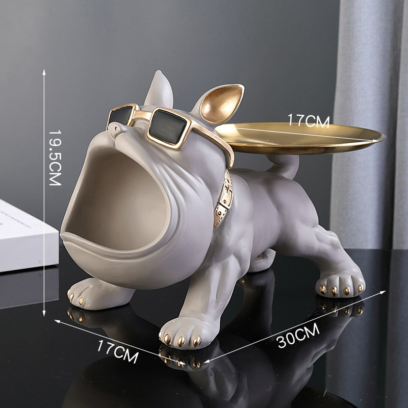 Hundestatue aus Kunstharz, Wohnzimmer-Dekoration, Hundeskulptur, Tischtablett, Ornamente, französische Bulldogge, Figur für Zuhause, Inneneinrichtung, Schreibtischdekoration
