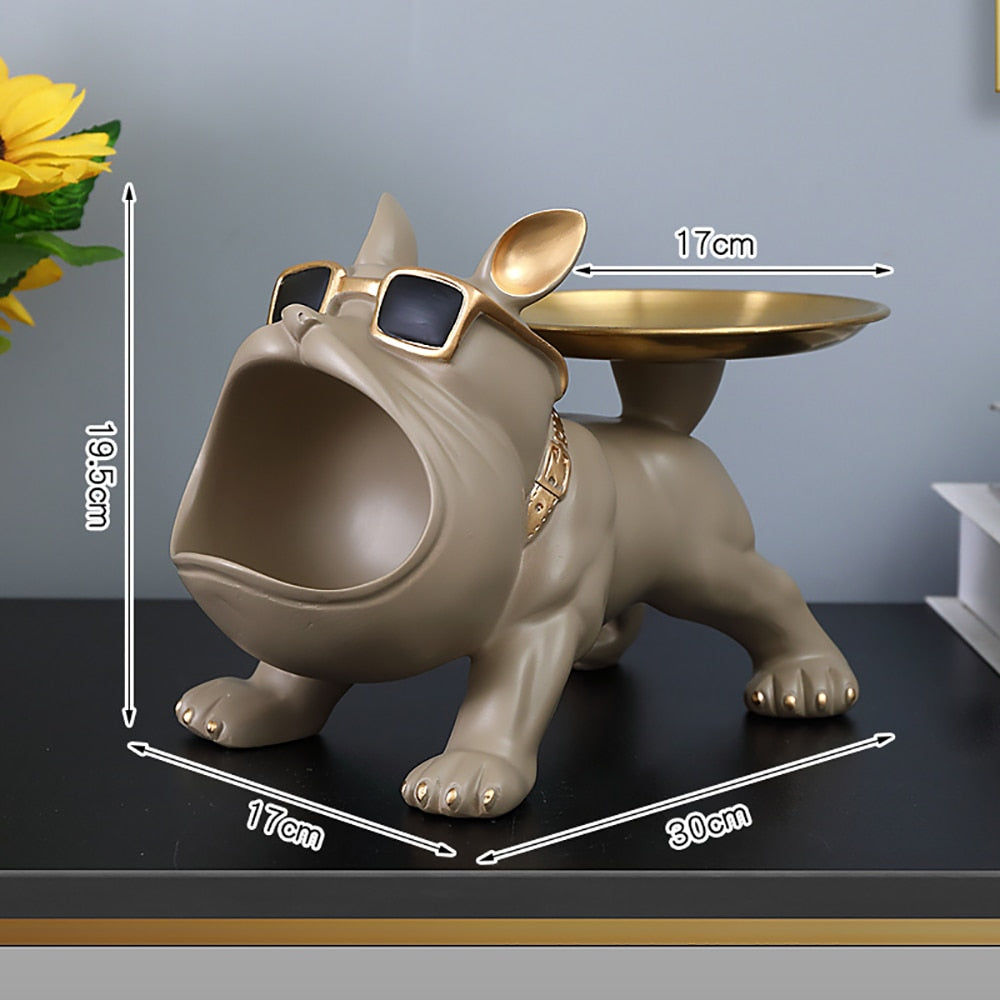 Hundestatue aus Kunstharz, Wohnzimmer-Dekoration, Hundeskulptur, Tischtablett, Ornamente, französische Bulldogge, Figur für Zuhause, Inneneinrichtung, Schreibtischdekoration