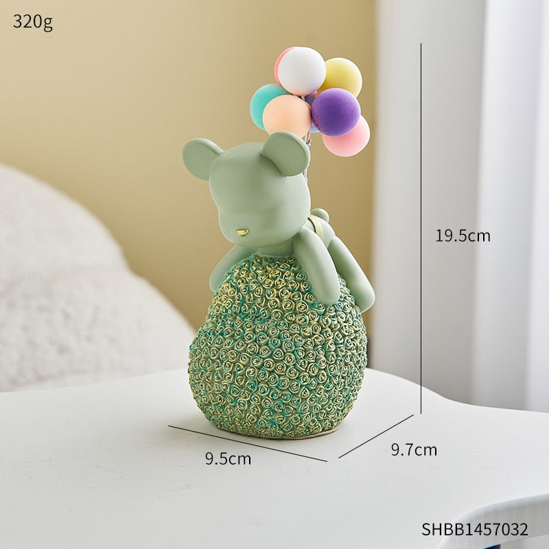 Moderne Stil Nordic Hause Kawaii Ballon Bär Figuren Harz Ornament Büro Schreibtisch Skulptur Zubehör Wohnzimmer Statue Dekor