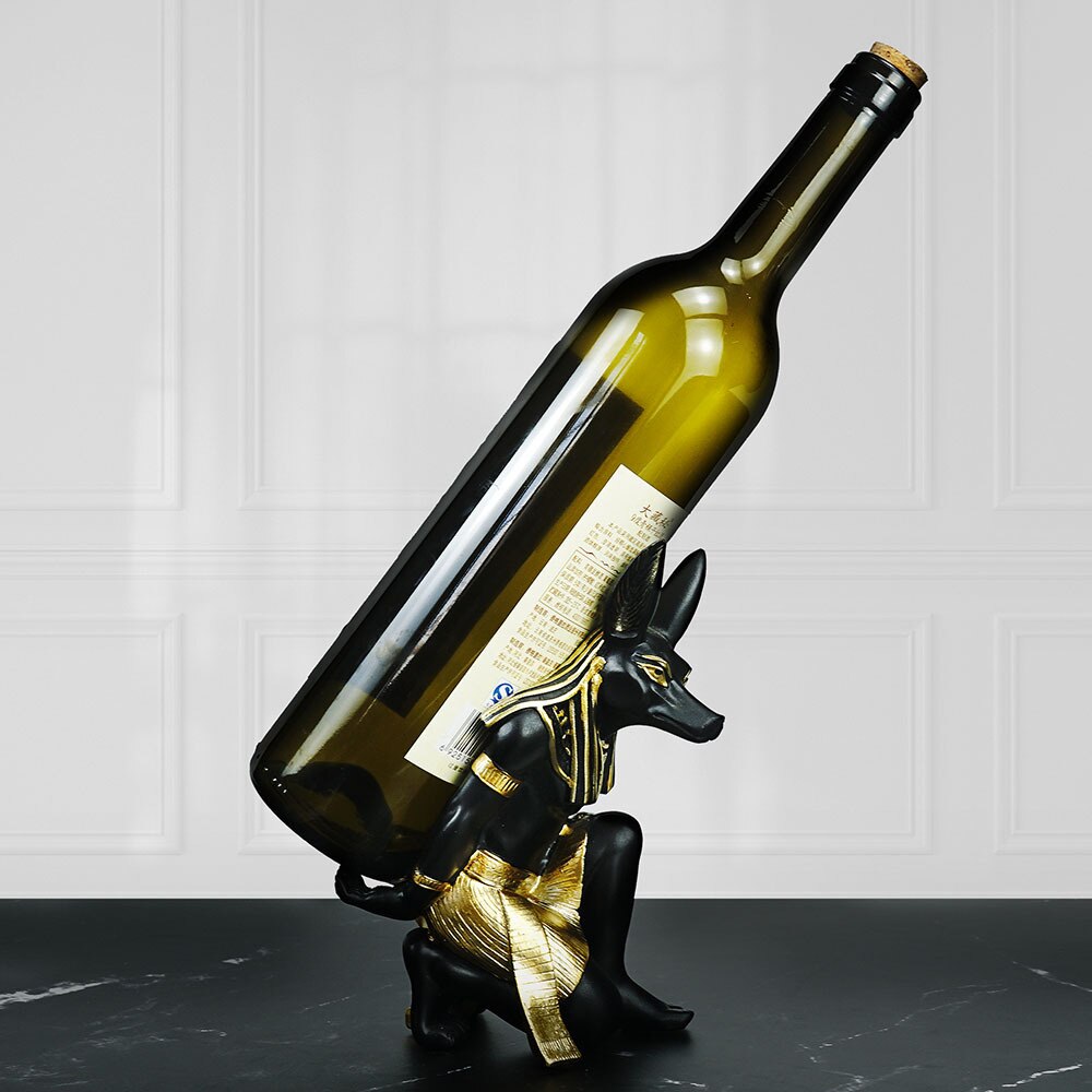 Home Dekoration Zubehör Abstrakte Anubis Weinregal Alten Ägyptischen Stil Wohnzimmer Tisch Ornament Retro Bar Zähler Dekor