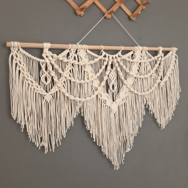 Großer Makramee-Wandbehang, Bohemian-Stil, handgewebter Wandteppich für Heimdekoration, Wohnzimmer, Schlafzimmer, Hintergrunddekoration