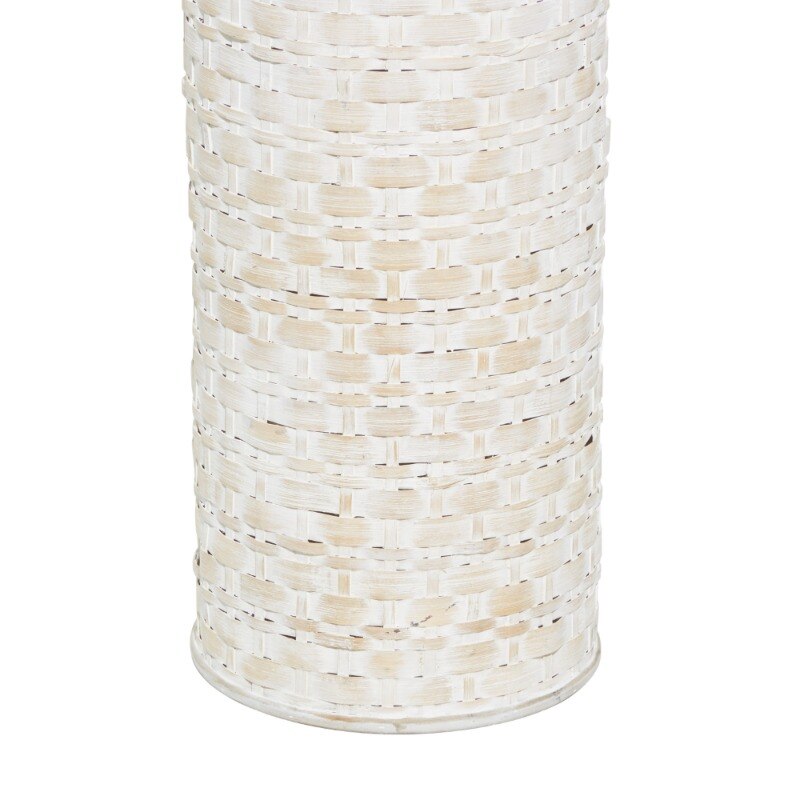 KAZHAN Weiße böhmische Metallvase mit Distressed-Webmuster, 9" x 9" x 30"MusterWohnzimmerdekorationsvase