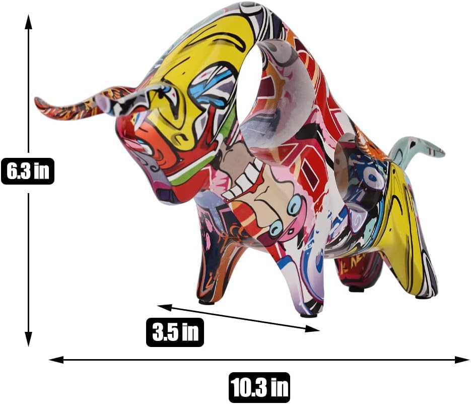 Graffiti Wall Street Bull Statue abstrakte kreative Tier Figur Skulptur Home Dekoration nordische Statue Desktop Ornament Geschenk