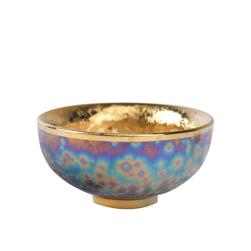 Mehrfarbige vergoldete Teetasse, Keramik-Teetasse, Jianzhan, einzelne Teeschale, Ofentransmutation, Master-Tasse, chinesisches exquisites Tee-Set