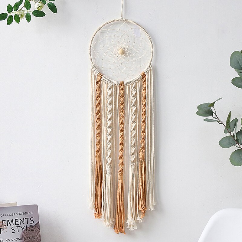Makramee-Traumfänger, großer Wandbehang, Heimdekoration, Traumfänger, Baumwollseil, Quaste, gewebt, böhmische Wandbehang, Raumdekoration