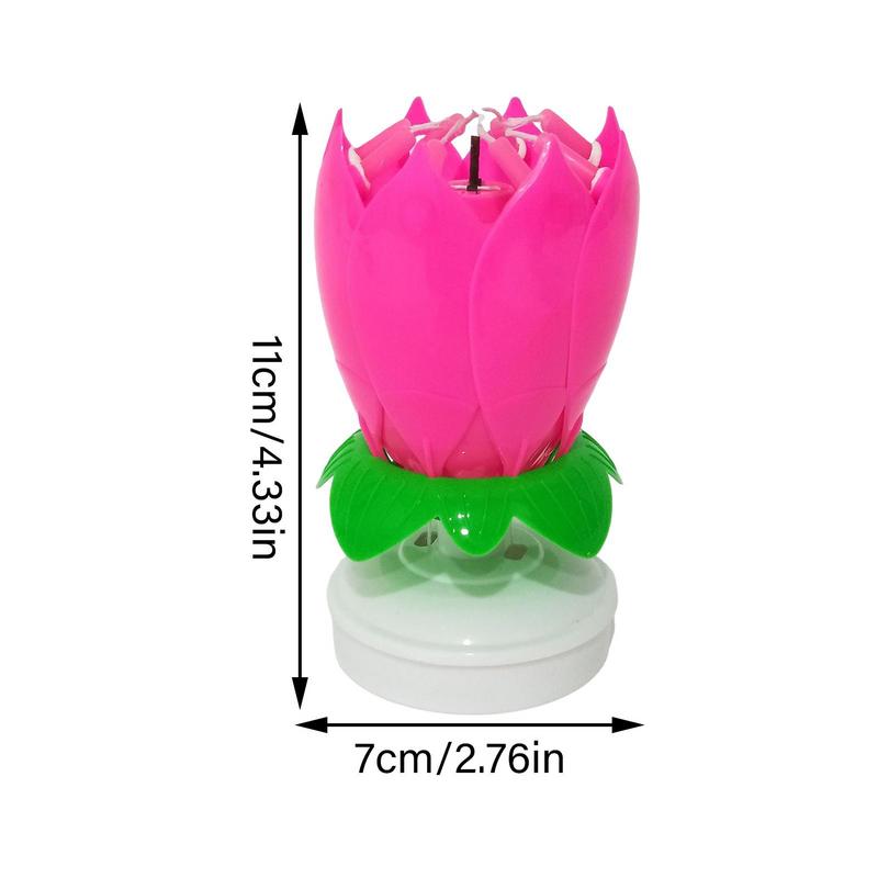 Rotierende Lotus-Geburtstagskerze, Lotus-Kerze, singende, kerzenbetriebene, drehende Kuchendekoration, wiederverwendbare Geburtstagskerze für Heimdekoration