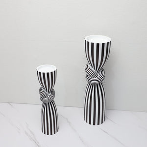 Simple Black and White Striped Kink Candlestick Resin Ornaments Living Room Dining Table Decorations Room Decoration acacuss