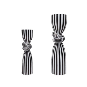 Simple Black and White Striped Kink Candlestick Resin Ornaments Living Room Dining Table Decorations Room Decoration acacuss