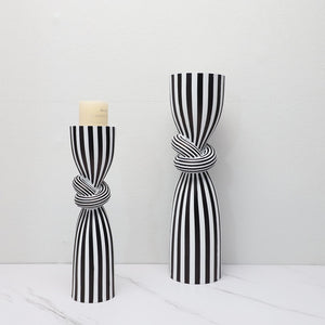 Simple Black and White Striped Kink Candlestick Resin Ornaments Living Room Dining Table Decorations Room Decoration acacuss
