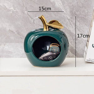 Simulated Apple Hollow Golden Ceramic Art Crafts Desktop Storage Ornaments Candy Jar Storage Box Golden Apple Home Furnishings acacuss