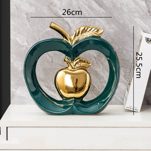 Simulated Apple Hollow Golden Ceramic Art Crafts Desktop Storage Ornaments Candy Jar Storage Box Golden Apple Home Furnishings acacuss