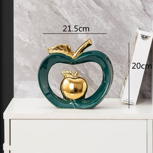Simulated Apple Hollow Golden Ceramic Art Crafts Desktop Storage Ornaments Candy Jar Storage Box Golden Apple Home Furnishings acacuss