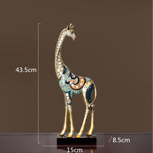 Simulation Animal Sculpture Giraffe Mother and Child Painted Animal Statue Modern Home Decoration Golden Handicraft Ornaments acacuss