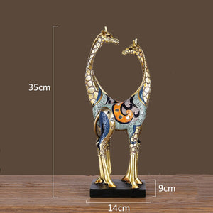 Simulation Animal Sculpture Giraffe Mother and Child Painted Animal Statue Modern Home Decoration Golden Handicraft Ornaments acacuss