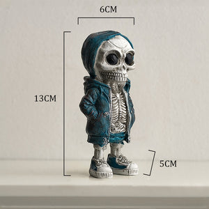 Skeleton Figurines Super Cool Resin Hand Crafts Statue Skull Halloween Skull Horrible Ornaments for Home Desk Decor Car Display acacuss