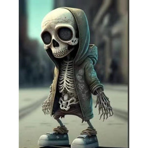 Skull Figure Statue Resin Art Decorating Piece Alien Hoodie Holiday Party Desk Courtyard Outdoor Garden Home Decor acacuss