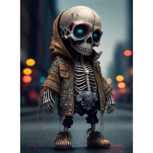 Skull Figure Statue Resin Art Decorating Piece Alien Hoodie Holiday Party Desk Courtyard Outdoor Garden Home Decor acacuss
