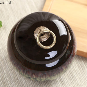 Small Tea Can Ceramic Storage Jar Moisture Proof Sealed Jar Tea Caddy Home Food Organizer Tea Container Candy Jars Storage Tank acacuss