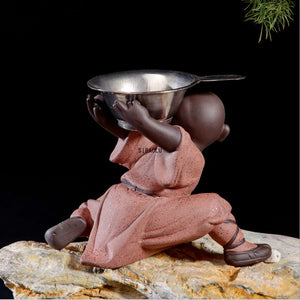 Small monk sculpture statue ceramic home decoration crafts Chinese style tea set sculpture Buddha statue best gift acacuss