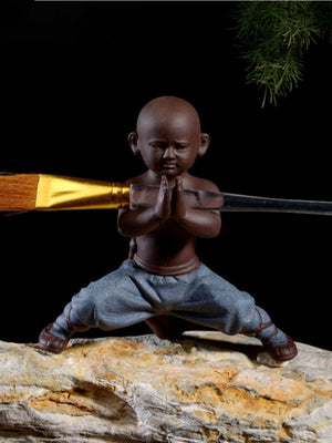 Small monk sculpture statue ceramic home decoration crafts Chinese style tea set sculpture Buddha statue best gift acacuss