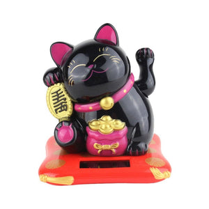 Solar Powered Maneki Neko Waving Arm Beckoning Fortune Cat Lucky Cat For Home Office Christmas Decoration Accessiores acacuss