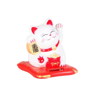 Solar Powered Maneki Neko Waving Arm Beckoning Fortune Cat Lucky Cat For Home Office Christmas Decoration Accessiores acacuss