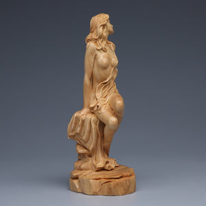 Solid wood carving Statue of naked girl , Modern Hand-carved Log body art crafts Home decoration statue 15cm acacuss