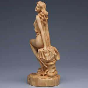 Solid wood carving Statue of naked girl , Modern Hand-carved Log body art crafts Home decoration statue 15cm acacuss