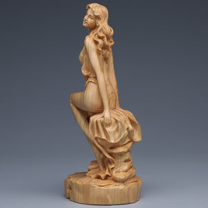 Solid wood carving Statue of naked girl , Modern Hand-carved Log body art crafts Home decoration statue 15cm acacuss