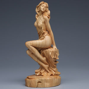 Solid wood carving Statue of naked girl , Modern Hand-carved Log body art crafts Home decoration statue 15cm acacuss