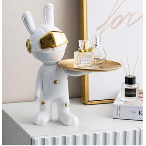 2023 New Space Rabbit Tray Key Storage Decoration, Astronaut Entrance Living Room Desktop Decoration, Home Decoration, Figurines acacuss