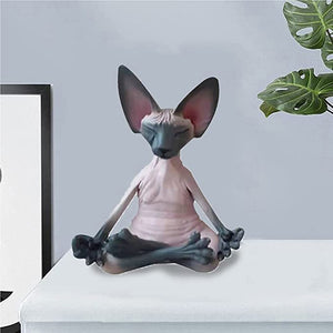 Sphynx Cat Meditate Collectible Figurines Miniature Buddha Cat Figurine Animal Model Doll Toys Hairless Cat Figurine Home Decor acacuss