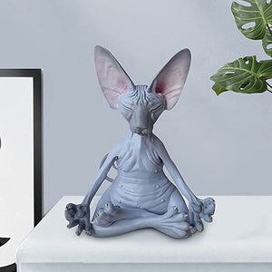 Sphynx Cat Meditate Collectible Figurines Miniature Buddha Cat Figurine Animal Model Doll Toys Hairless Cat Figurine Home Decor acacuss