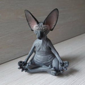 Sphynx Cat Meditate Collectible Figurines Miniature Buddha Cat Figurine Animal Model Doll Toys Hairless Cat Figurine Home Decor acacuss