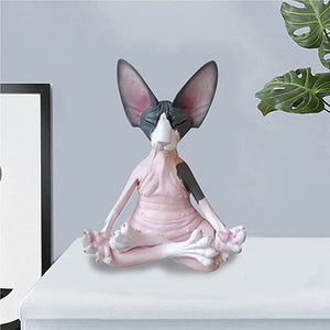 Sphynx Cat Meditate Collectible Figurines Miniature Buddha Cat Figurine Animal Model Doll Toys Hairless Cat Figurine Home Decor acacuss