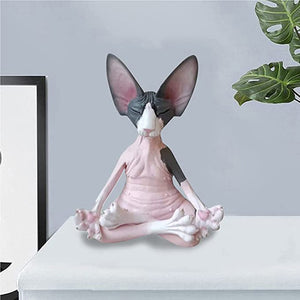 Sphynx Cat Meditate Collectible Figurines Miniature Buddha Cat Figurine Animal Model Doll Toys Hairless Cat Figurine Home Decor acacuss