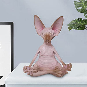 Sphynx Cat Meditate Collectible Figurines Miniature Buddha Cat Figurine Animal Model Doll Toys Hairless Cat Figurine Home Decor acacuss