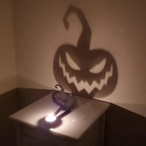 Spooktacular Halloween Shadow Decor Funny Candlestick with Skull Pumpkin Witch Desktop Decor Horror Spooky Decor 2023 Halloween acacuss