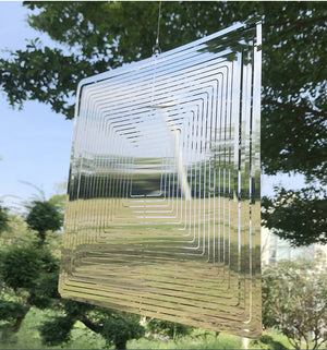 Square Wind Chimes Outdoor Garden Metal Hanging Decoration Nordic Home Pendant Feng Shui Wind Bell Carillon Aesthetic Room Decor acacuss