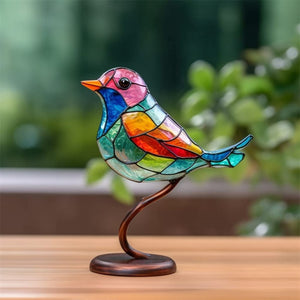 Stained Acrylic Birds on Branch Desktop Ornaments Acrylic Material Birds Home Ornaments Parrot Pendant Best Mother's Day Gifts acacuss