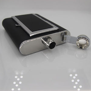 Stainless Steel Flagon Whiskey Steel Flagon Cigarette Case Hip Flask Funnel Stainless Steel 5/6 Oz Wine Bottle Cigarette Set acacuss