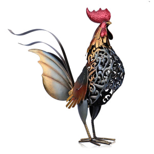 Statues Sculptures Iron Rooster Figurines Miniatures Metal Garden Statues Sculptures home decoration Handmade Crafts art acacuss