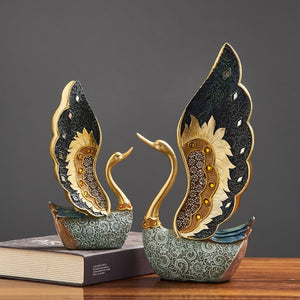 Swan Figurine Home Decoration Accessories for Living Room Resin Sculpture Art Luxury Wedding Decoration Statue easter Gift acacuss