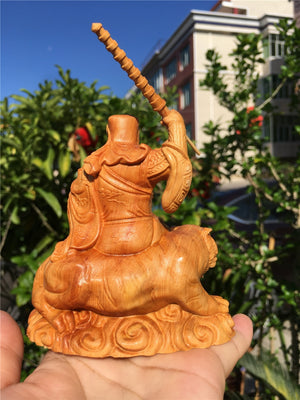 Taihang Thuja wood Carved Zhao Gongming Ornaments Solid Riding Tiger Marshal Zhao God of Wealth acacuss