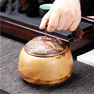 Tea Caddy Ceramic Jar Moisture-proof Sealed Tank Tea Box Candy Jar Storage Tank Tea Container Home Decorative Jars Tea Organizer acacuss