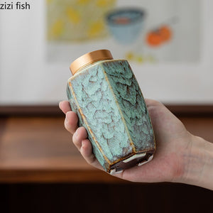 Tea Caddy Ceramic Jar Sealed Jar Moisture-proof Storage Tank Tea Box Tea Organizer Sugar Bowl Food Container Decorative Jars acacuss