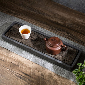 Tea Tray Natural Stone Plate Dragon Pattern Decoration Chinese Home Table Rectangular Office Accessorie Antiques Kungfu Teaware acacuss