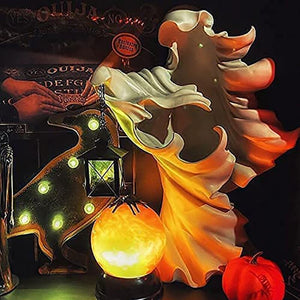 The Ghost Looking for Light New Hell Messenger Witch with Lantern Realistic Resin Ghost Sculpture for Halloween Scary Decoration acacuss